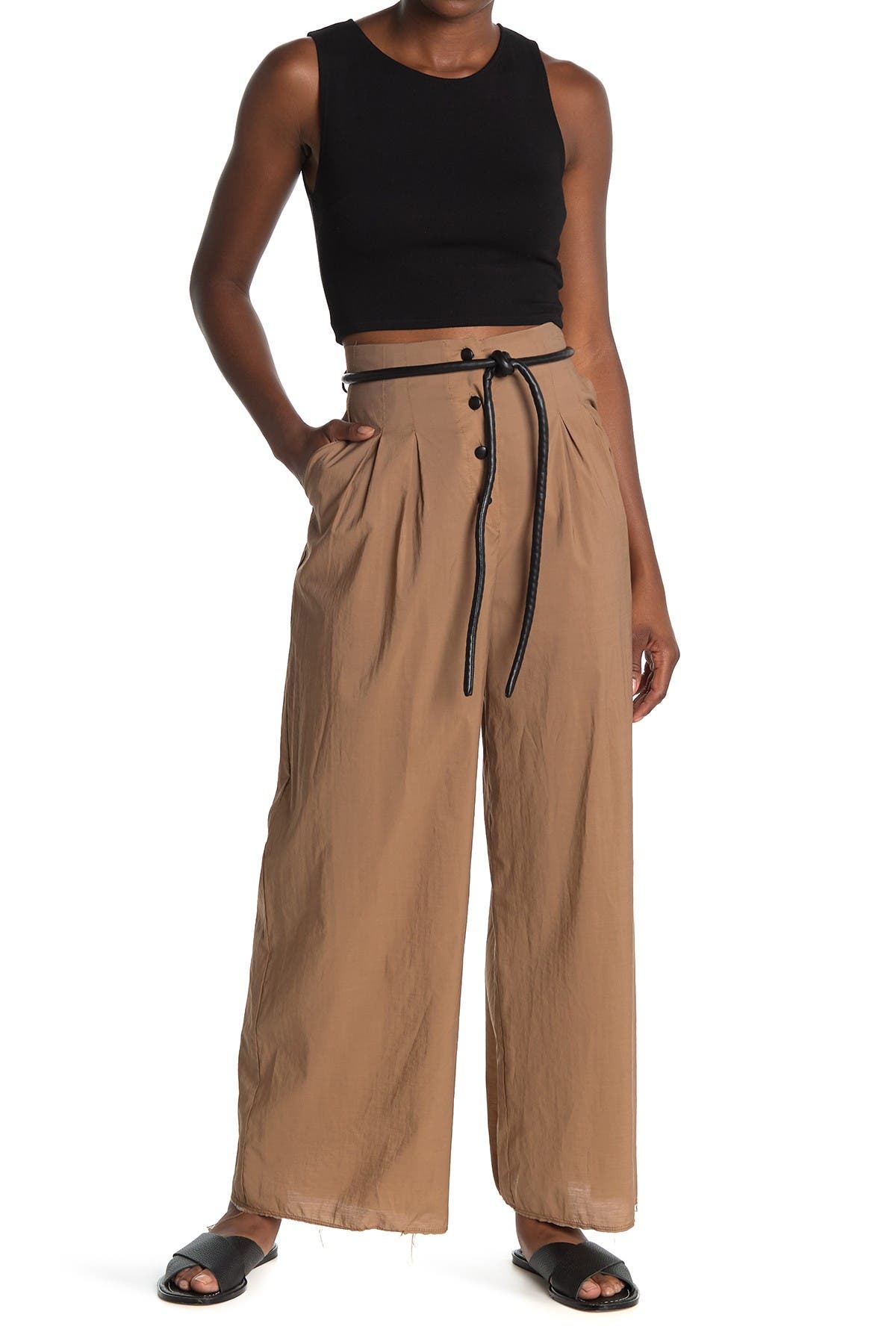 NANUSHKA Women's Nut Black Dunn Button Front Palazzo Pants Size XS $475 ...