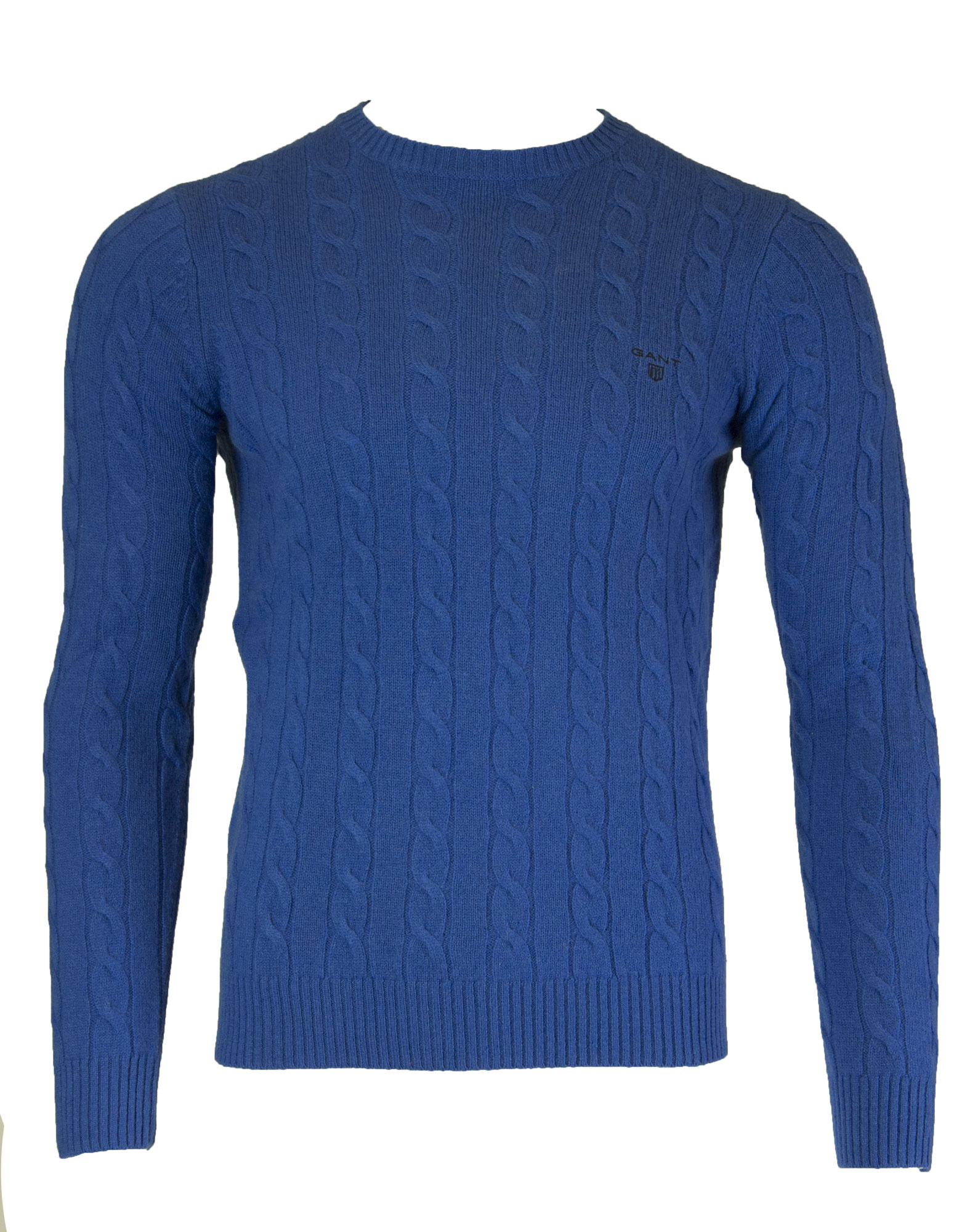 GANT Men's Nautical Blue Lambswool Cable Crew Sweater 80641 Size M $175 ...