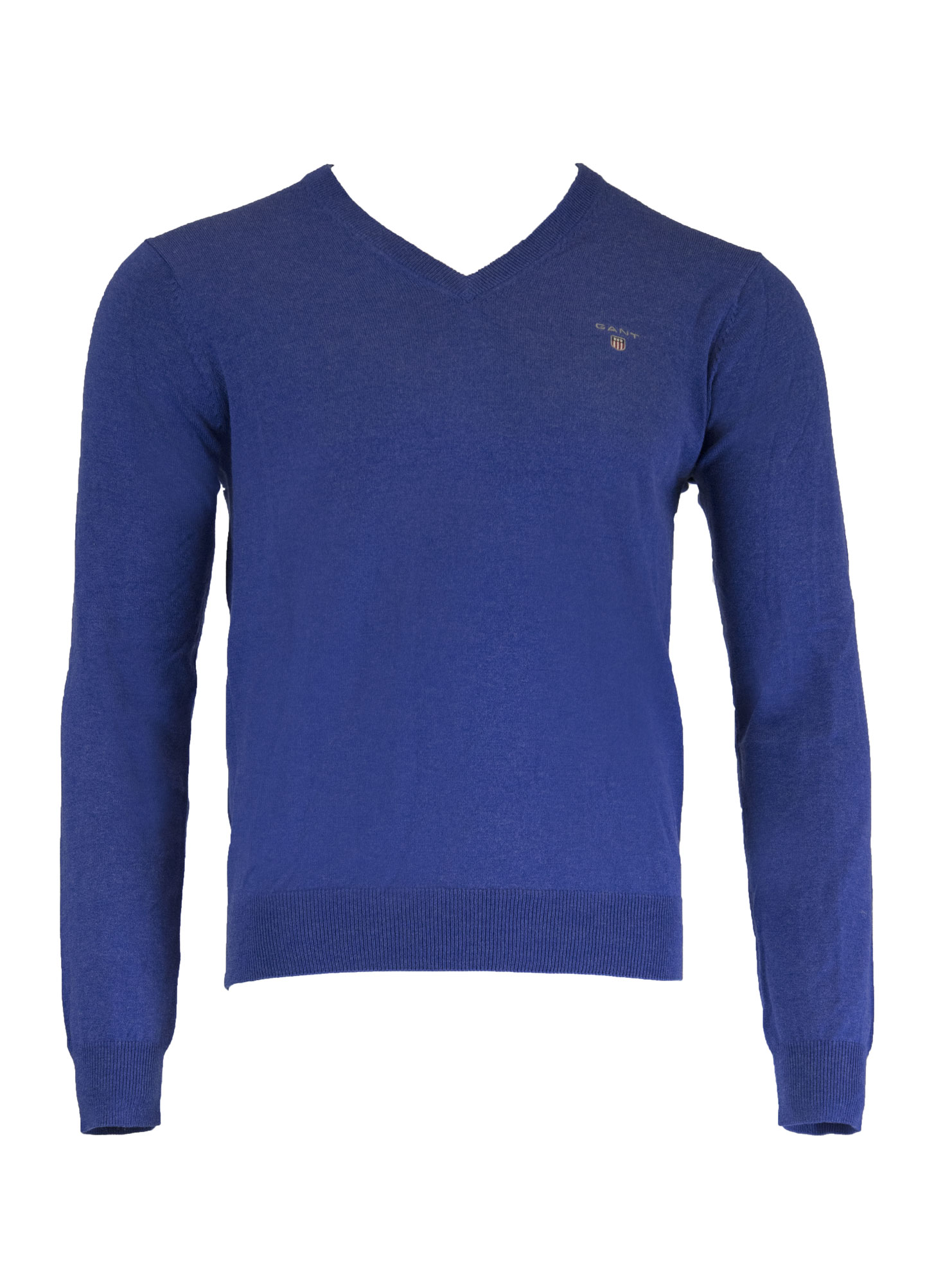 GANT Men's Royal Blue Melange Cotton Wool V-Neck 83102 Size M $125 NWT ...
