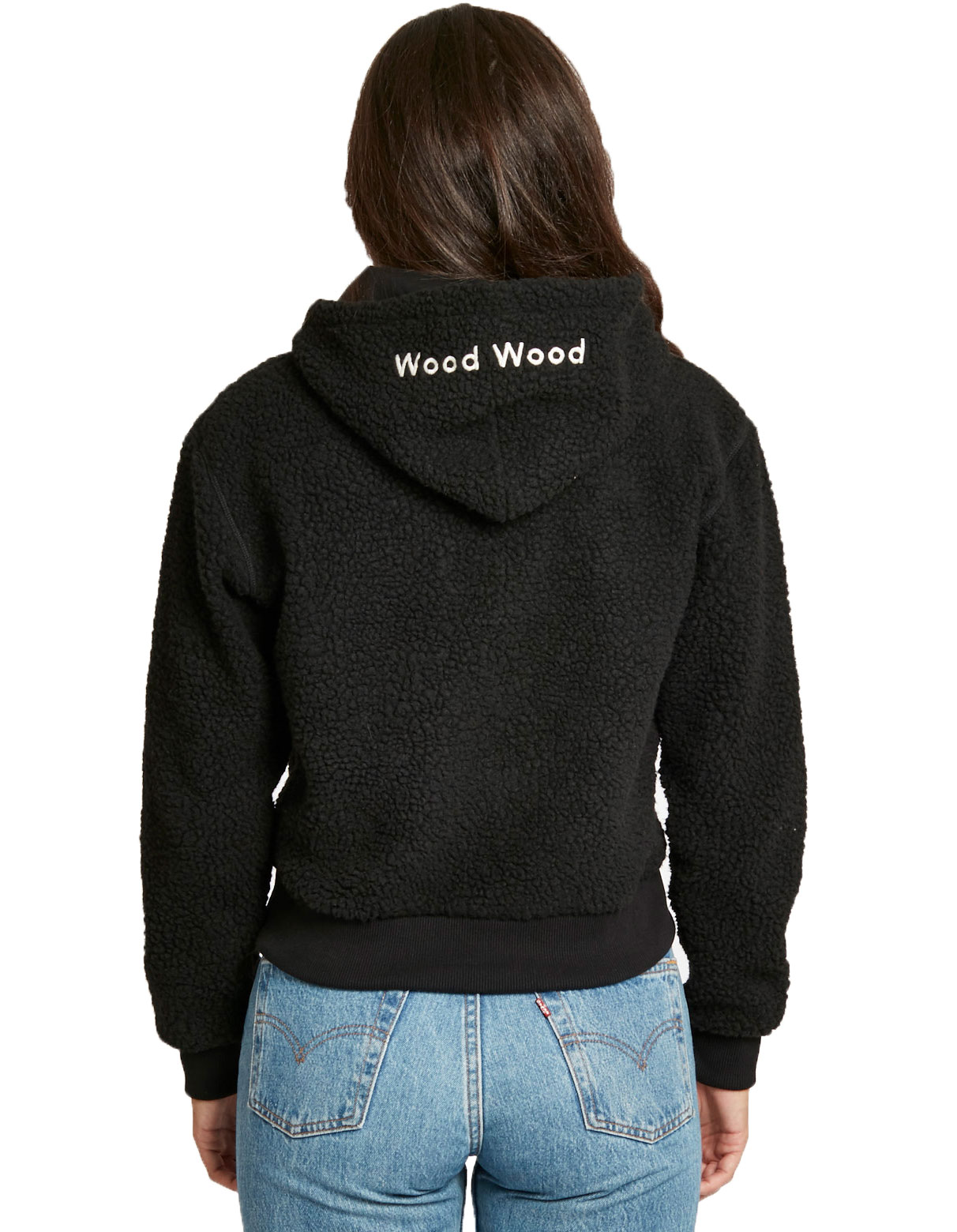 WOOD WOOD Women's Black Inger Fleece Half Zip Hoodie $225 NWT | eBay