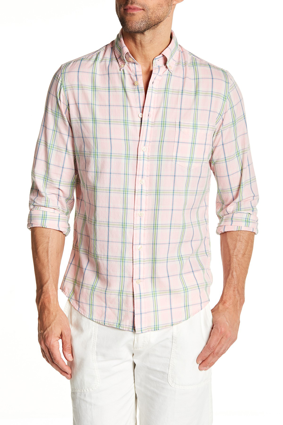 GANT CAMICIA-GANT Uomo MADRAS Classica Camicia CHECK BIANCO
