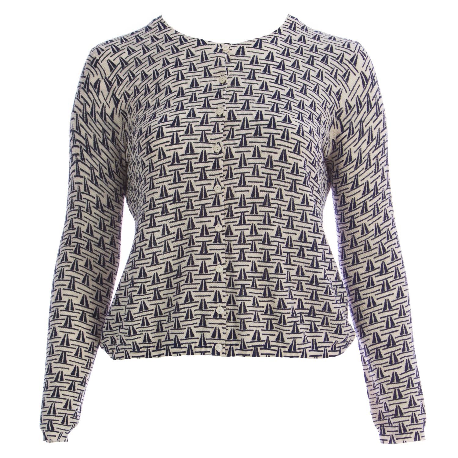 MARINA RINALDI Women's Grey/Cream Azione Colorblock Sweater $465 NWT