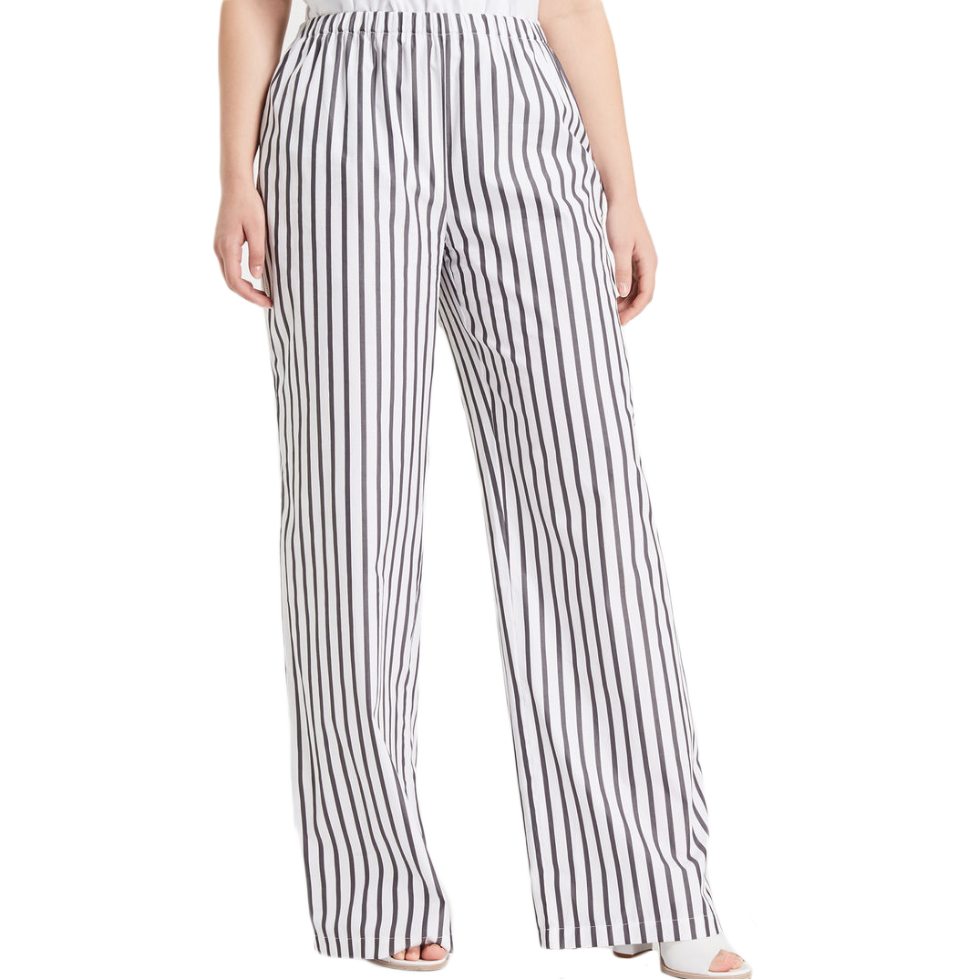 white and grey striped pants