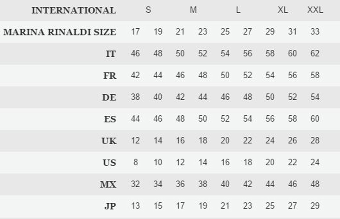 marina rinaldi plus size chart