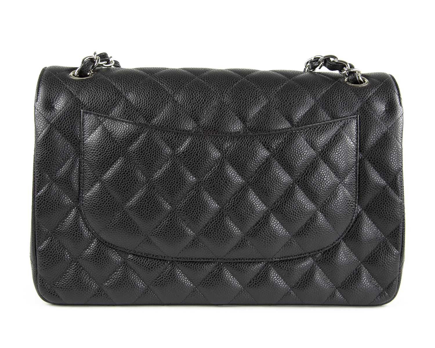 chanel black caviar jumbo double flap silver hardware