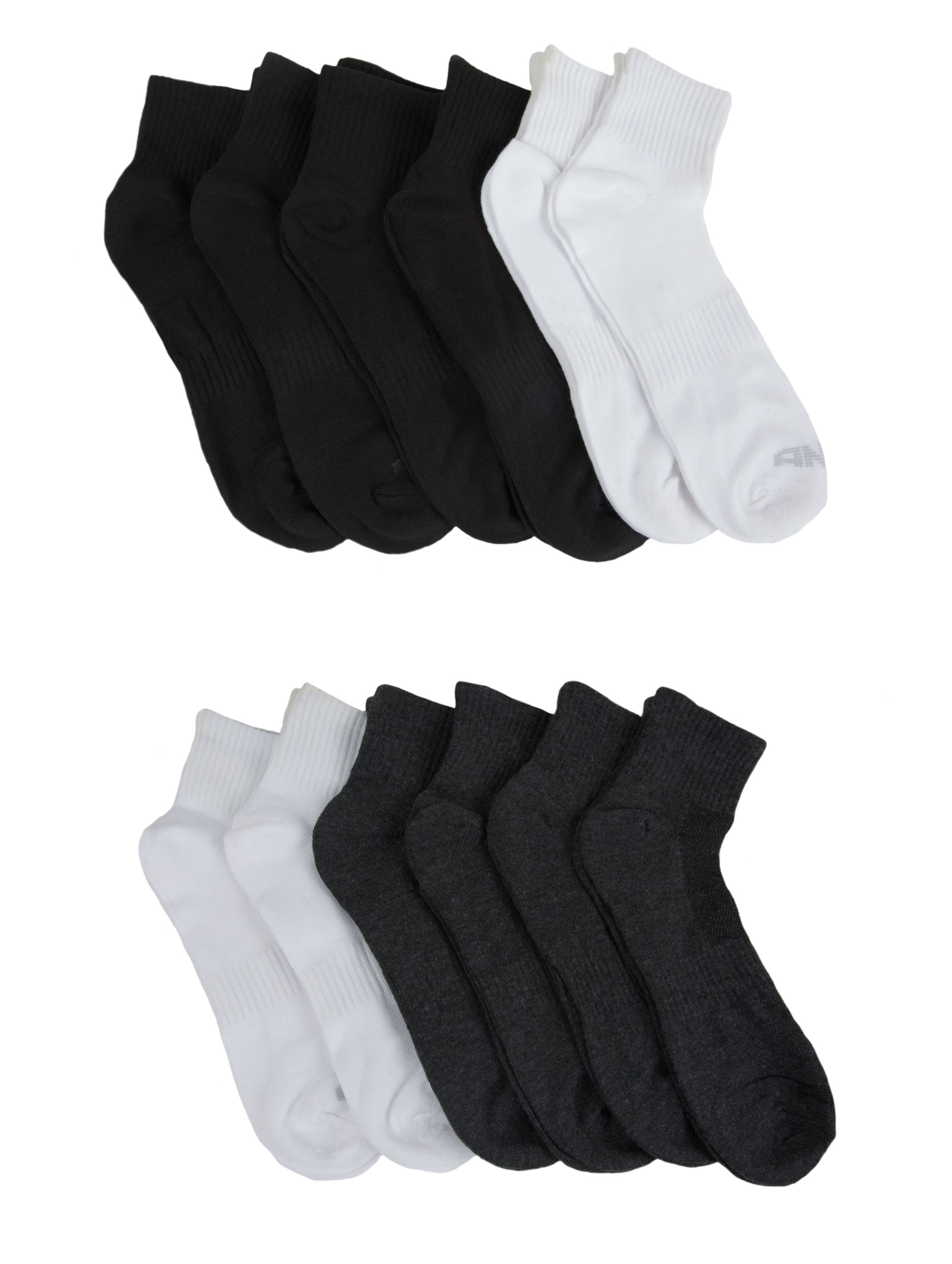 AND1 Men's Gray/White/Black 12 Pair Quarter Cut Socks Sz 10-13 NEW | eBay