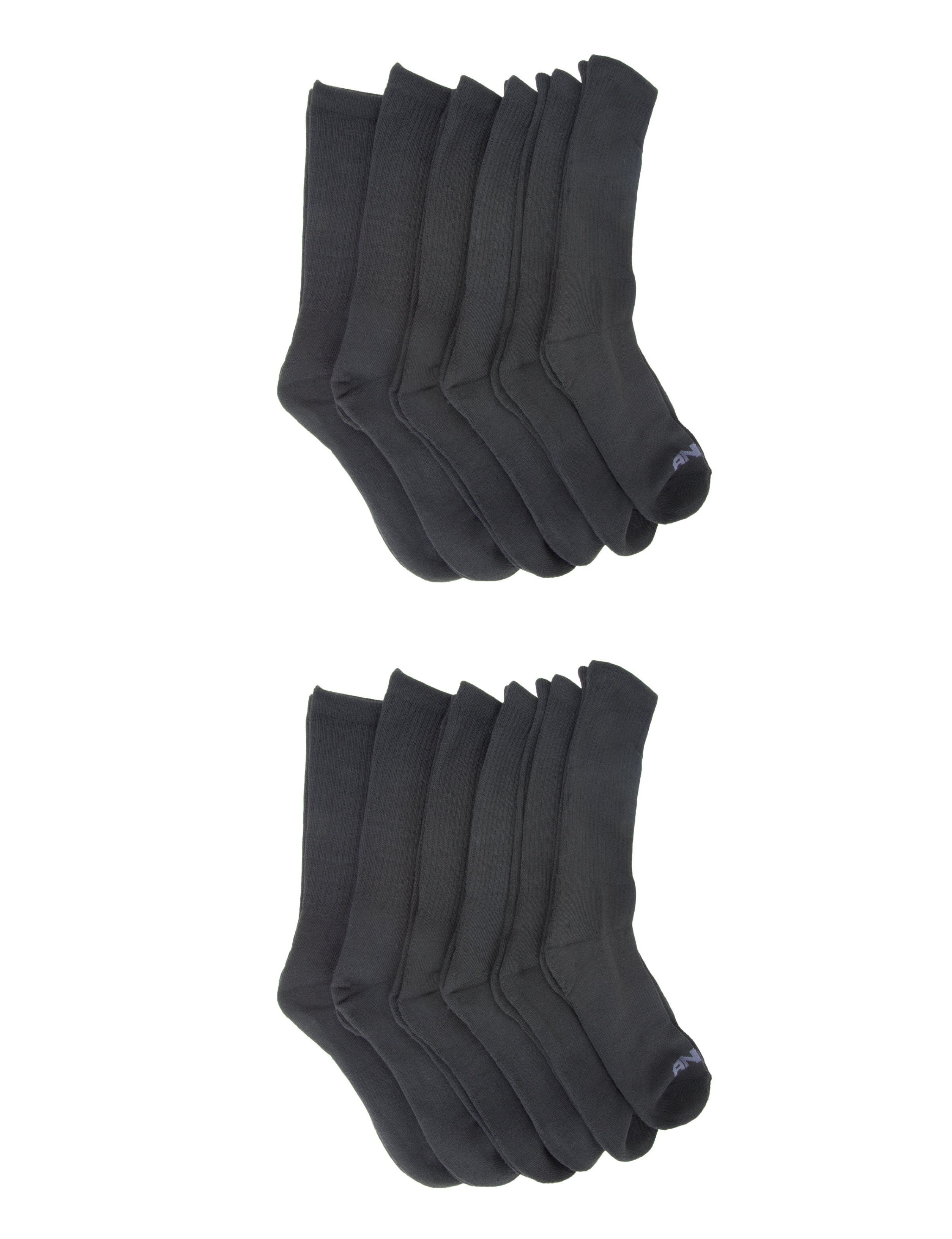 Download AND1 Men's Black 12 Pair Crew Socks Sz 6-12.5 NEW | eBay