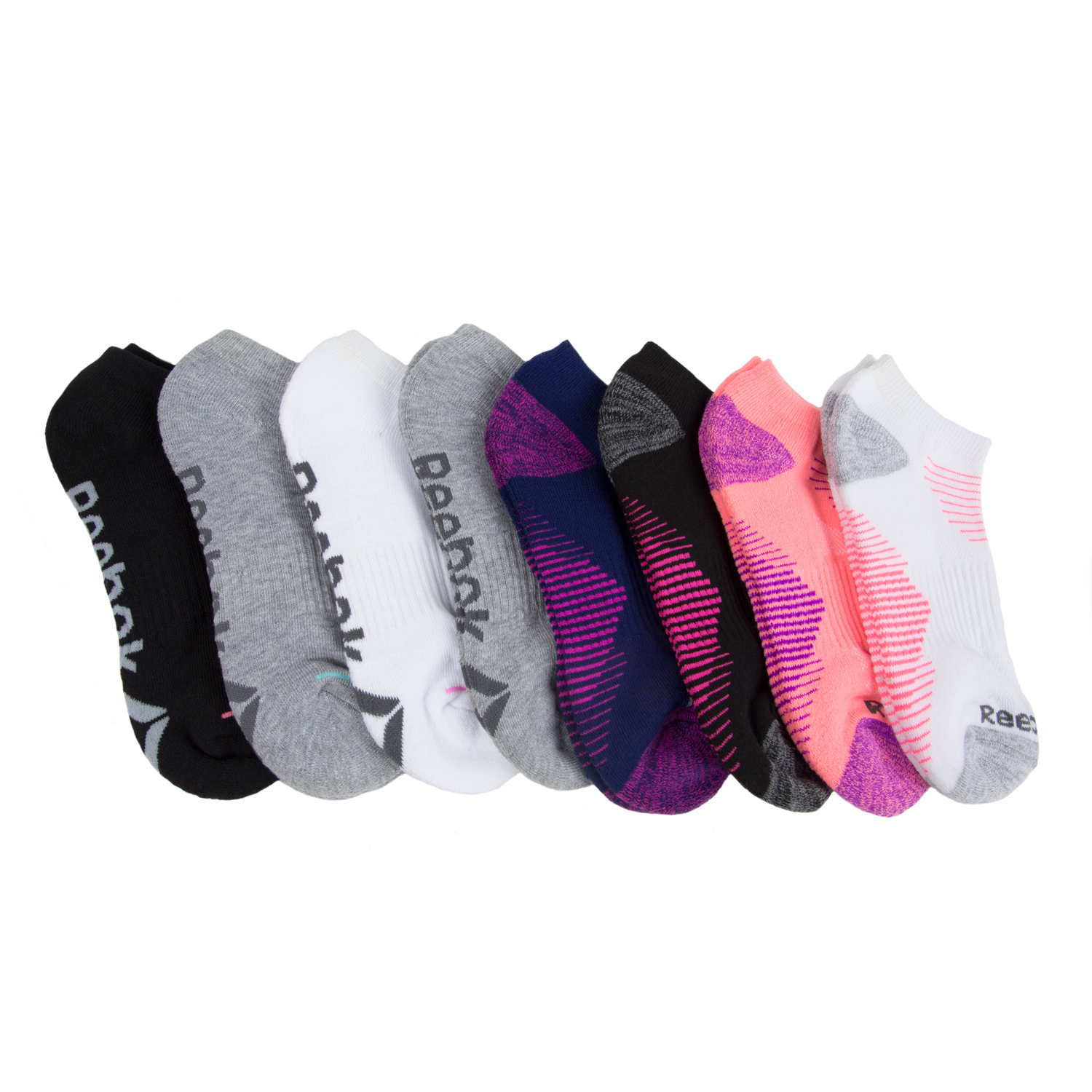4 or 8 pack Women's Reebok Performance Training Low Cut Socks Bright MultiColor 