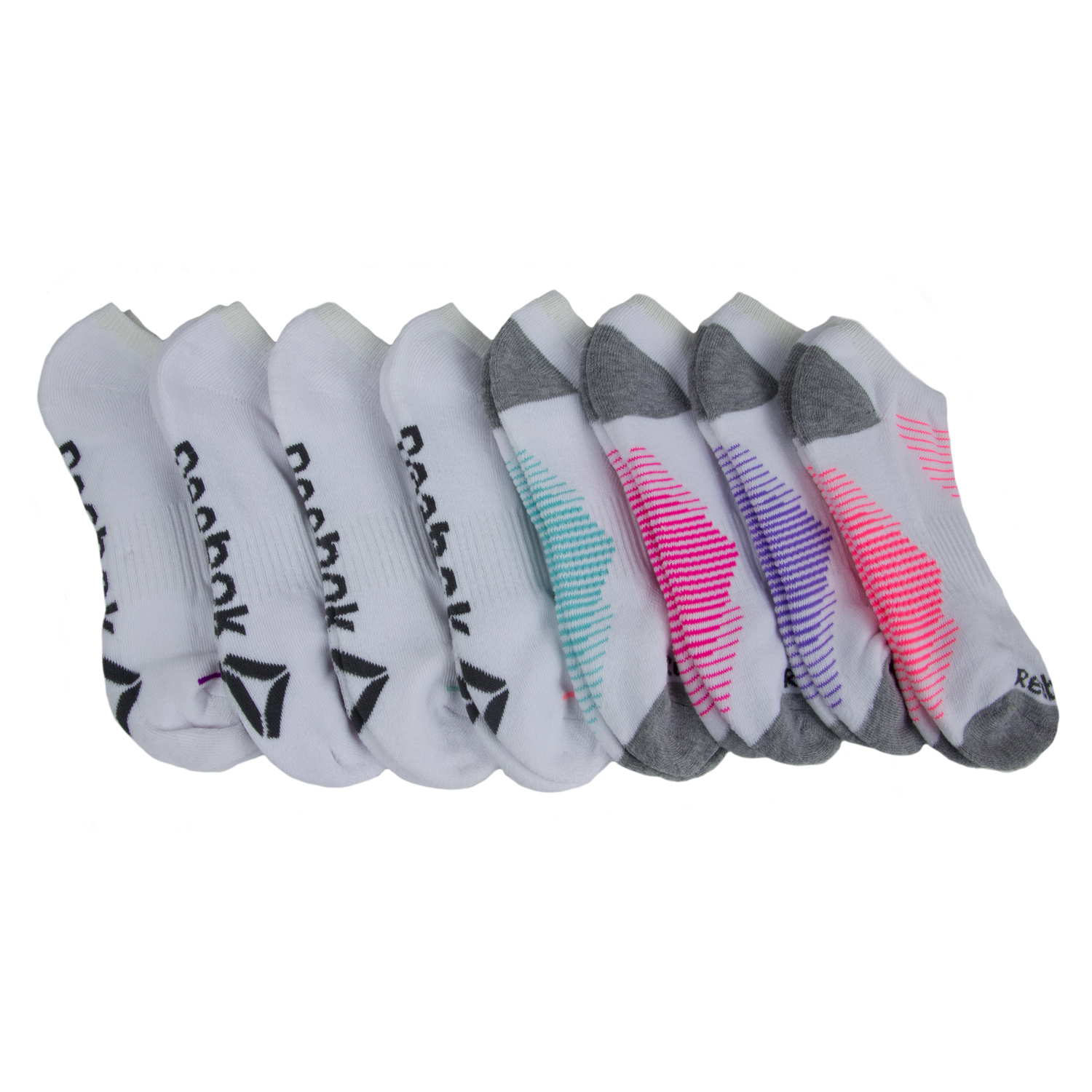 8 Pair Reebok Ladies Low Cut performance Training Socks Color
