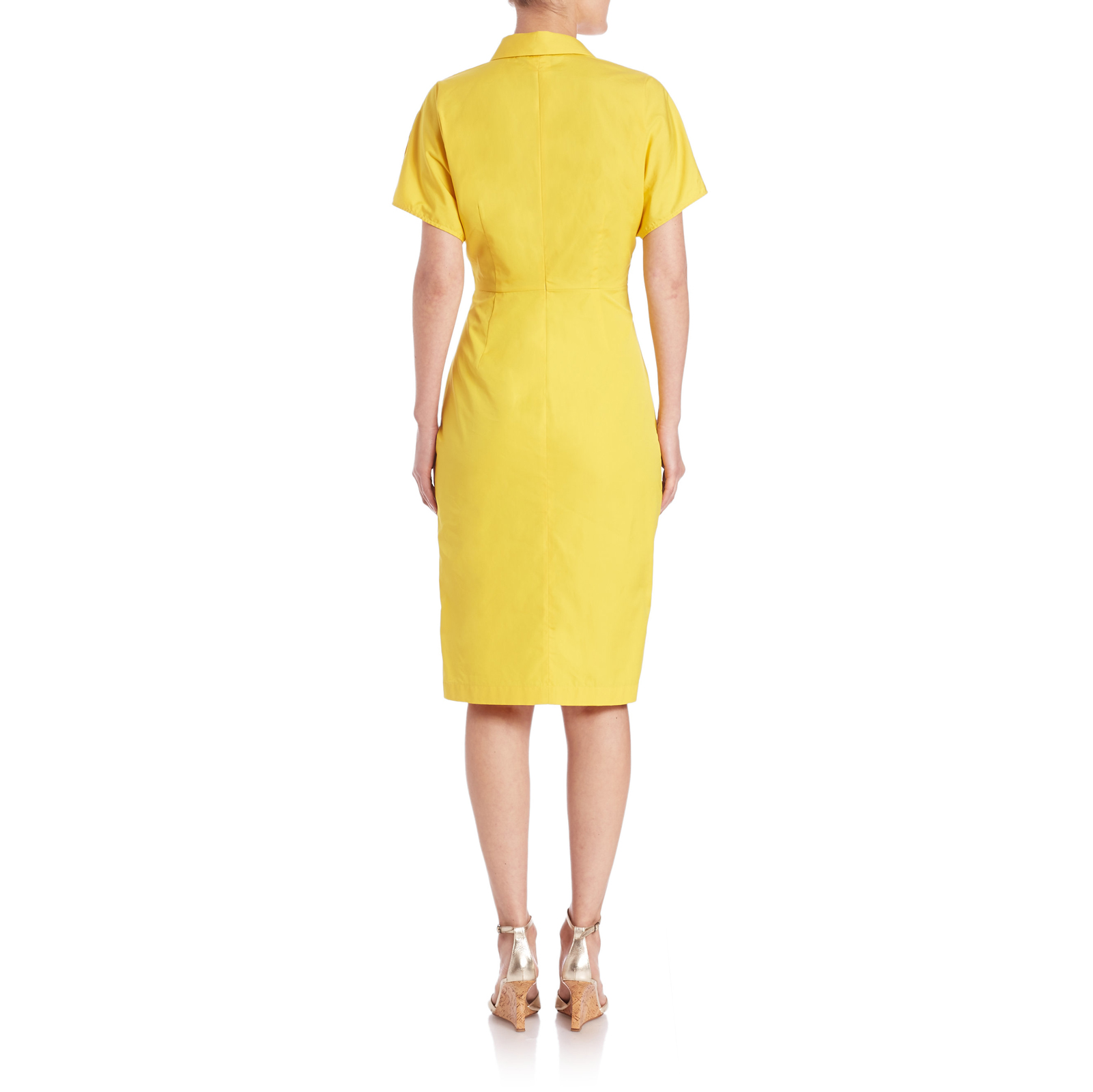 MAX MARA Women's Fred Yellow Ruched Cotton Poplin Dress $850 NWT | eBay