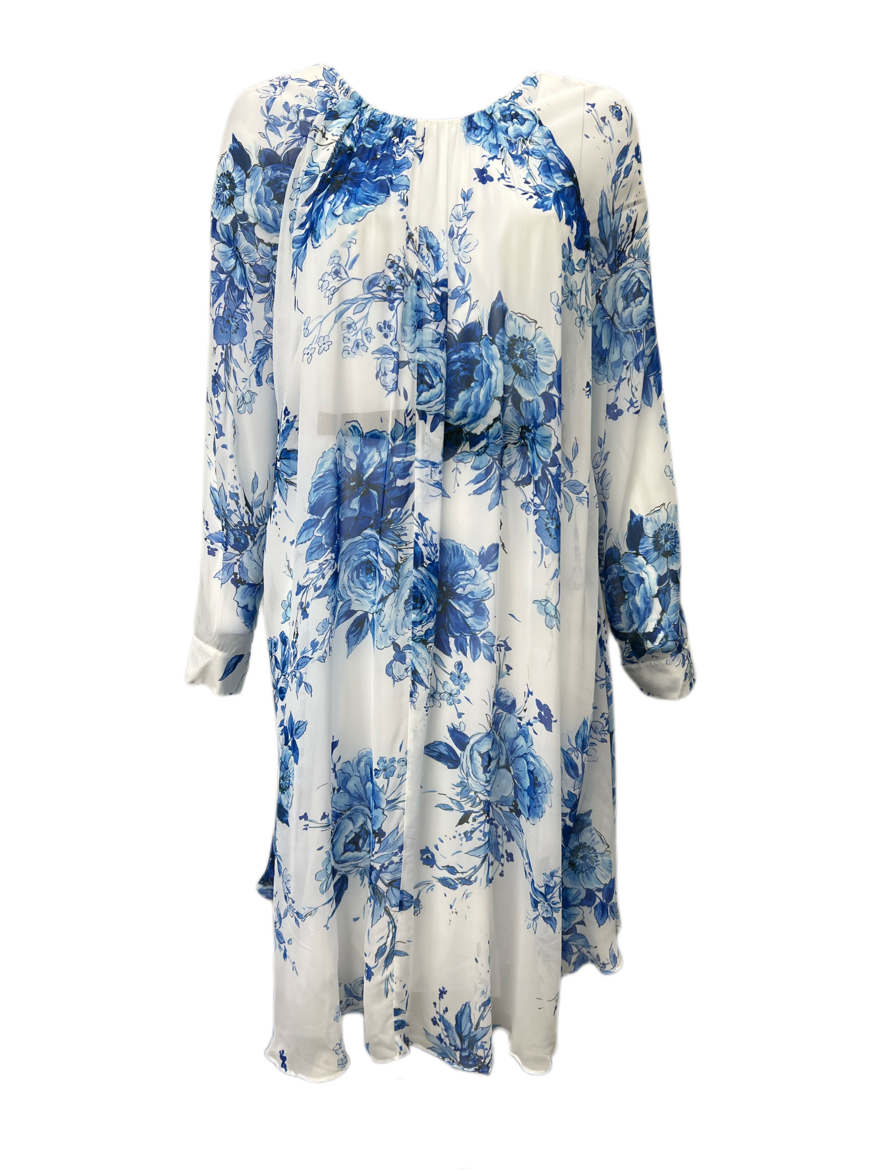 Pre-owned Marina Rinaldi Women's Bianco Dimora Tie Front Floral Printed Dress
