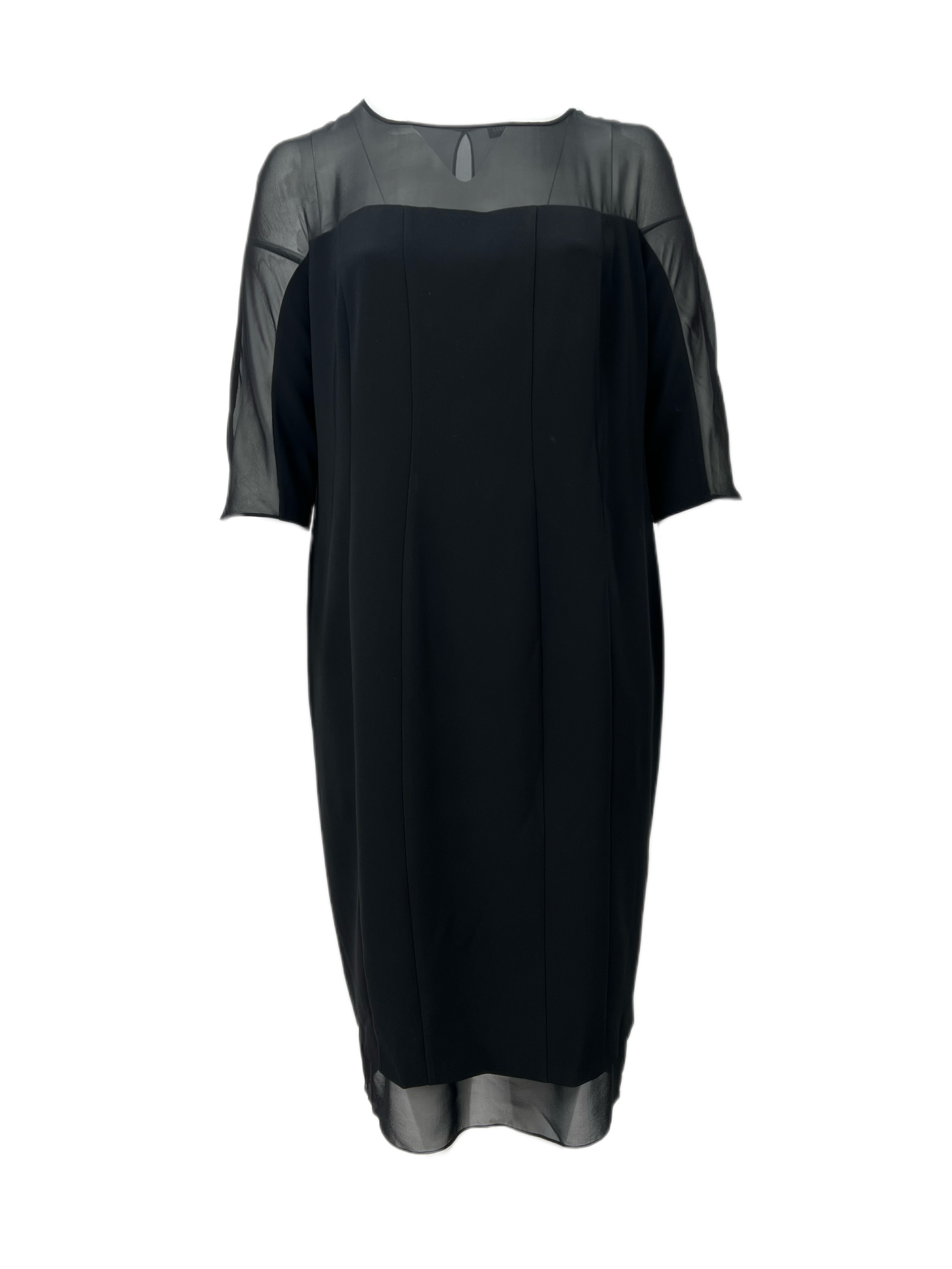 Pre-owned Marina Rinaldi Women's Black Davanti 3/4 Sleeve Shift Dress