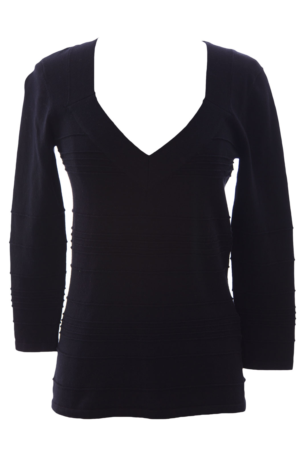 August Silk Women's Black Squared V-Neck Ribbed Sweater M $68 | eBay
