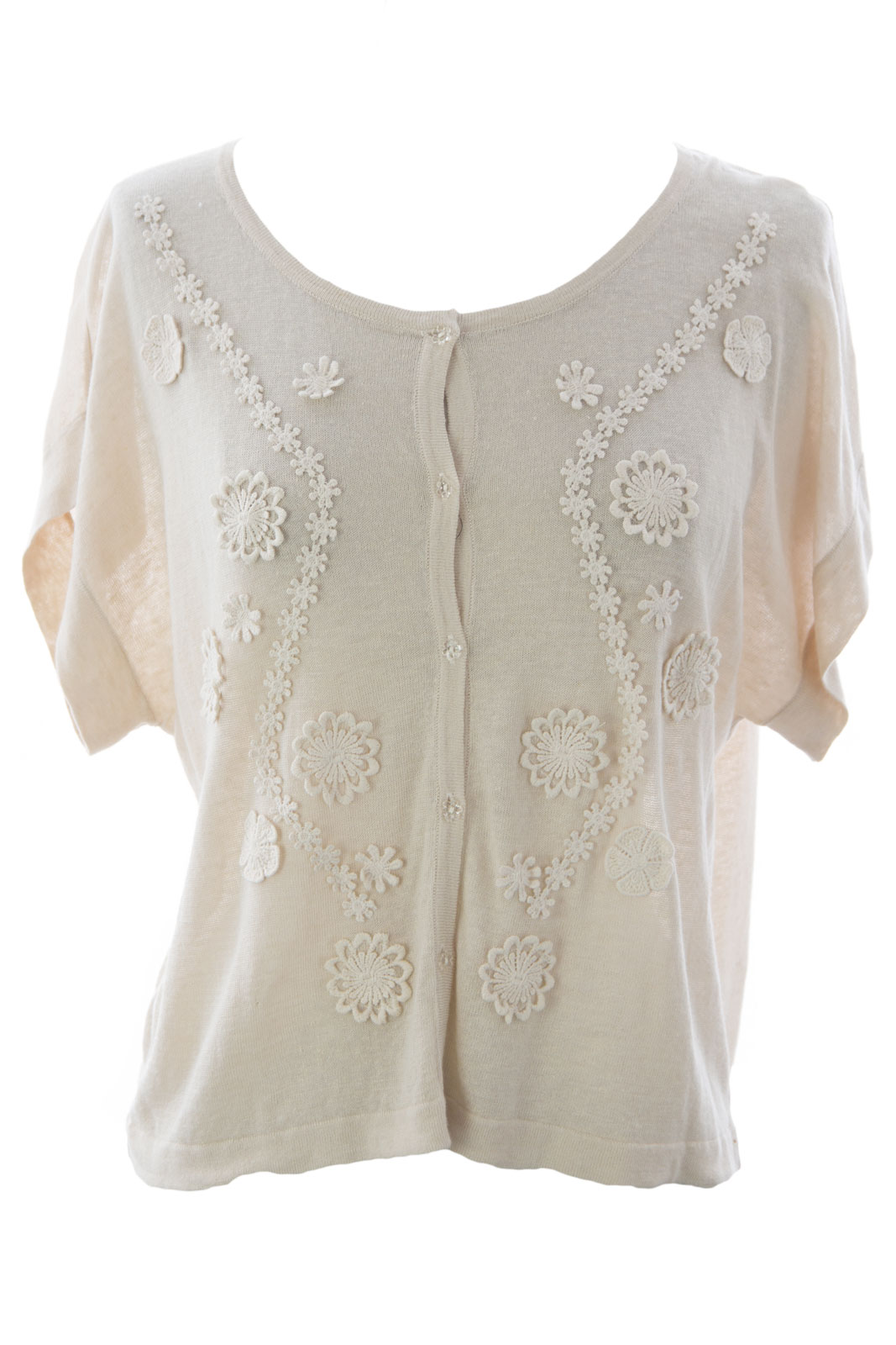 August Silk Women's Floral Knit Short Sleeve Cardigan NWT $68 | eBay