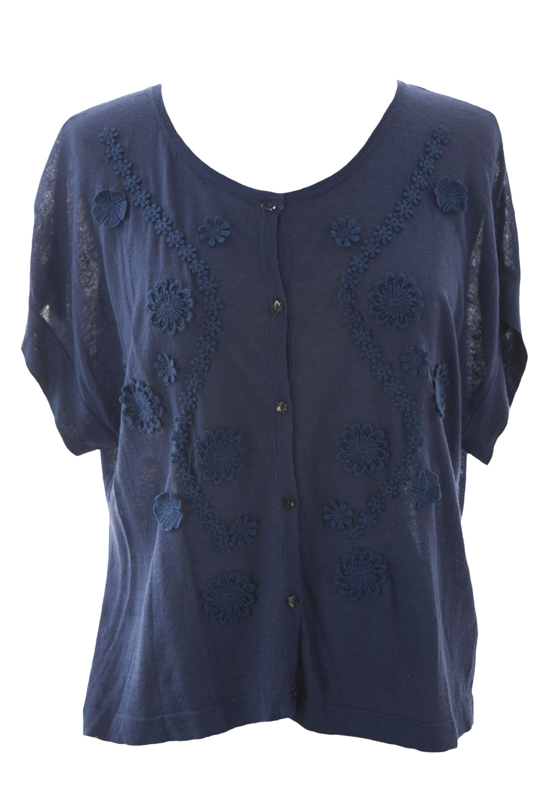 August Silk Women's Floral Knit Short Sleeve Cardigan NWT $68 | eBay