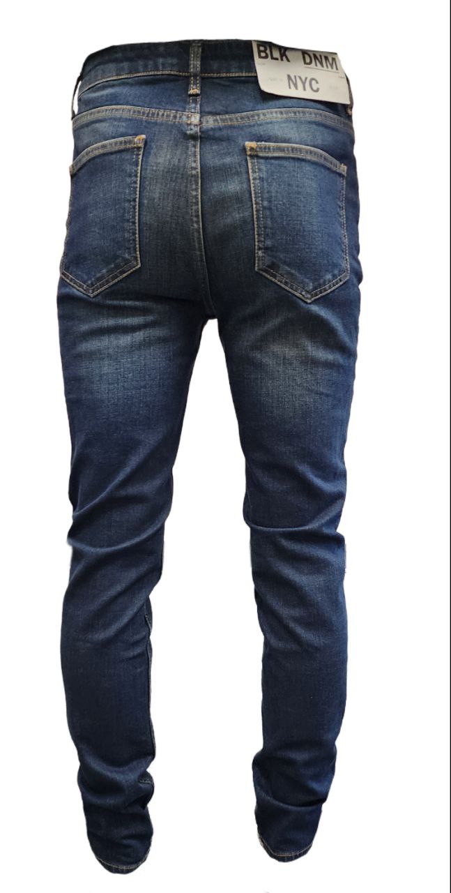 BLK DNM Men's Blue Slim Fit Straight Denim Stone Wash Cotton