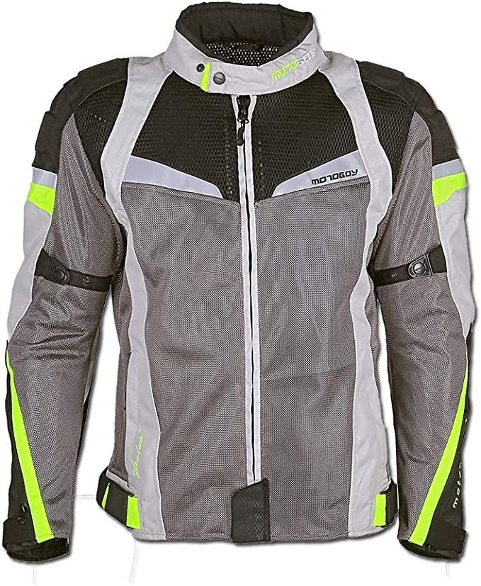 MOTOBOY Men's Grey Protected Zip Closure Moto Jacket #MB X