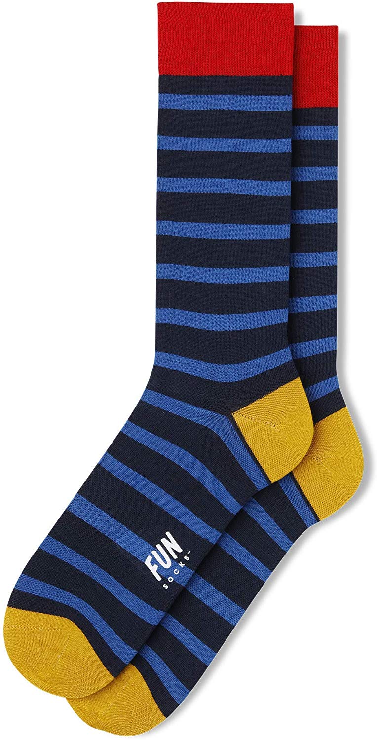 Download FUN SOCKS Men's Bamboo Stripe Dress Crew Socks, FM21AST2 ...