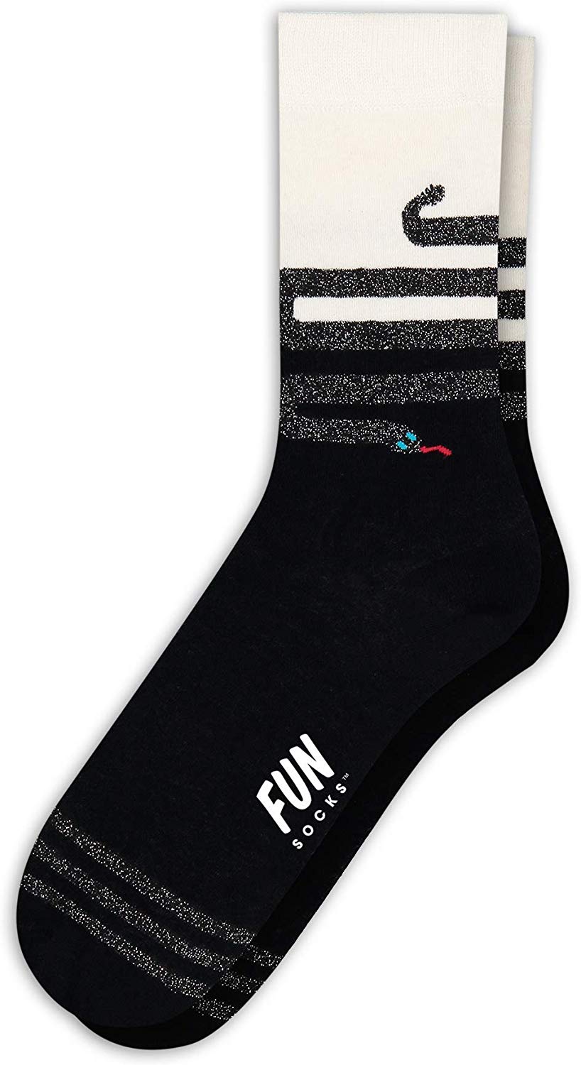 Download FUN SOCKS Women's Snake Crew Socks, FW11SNK2 - Black/White ...