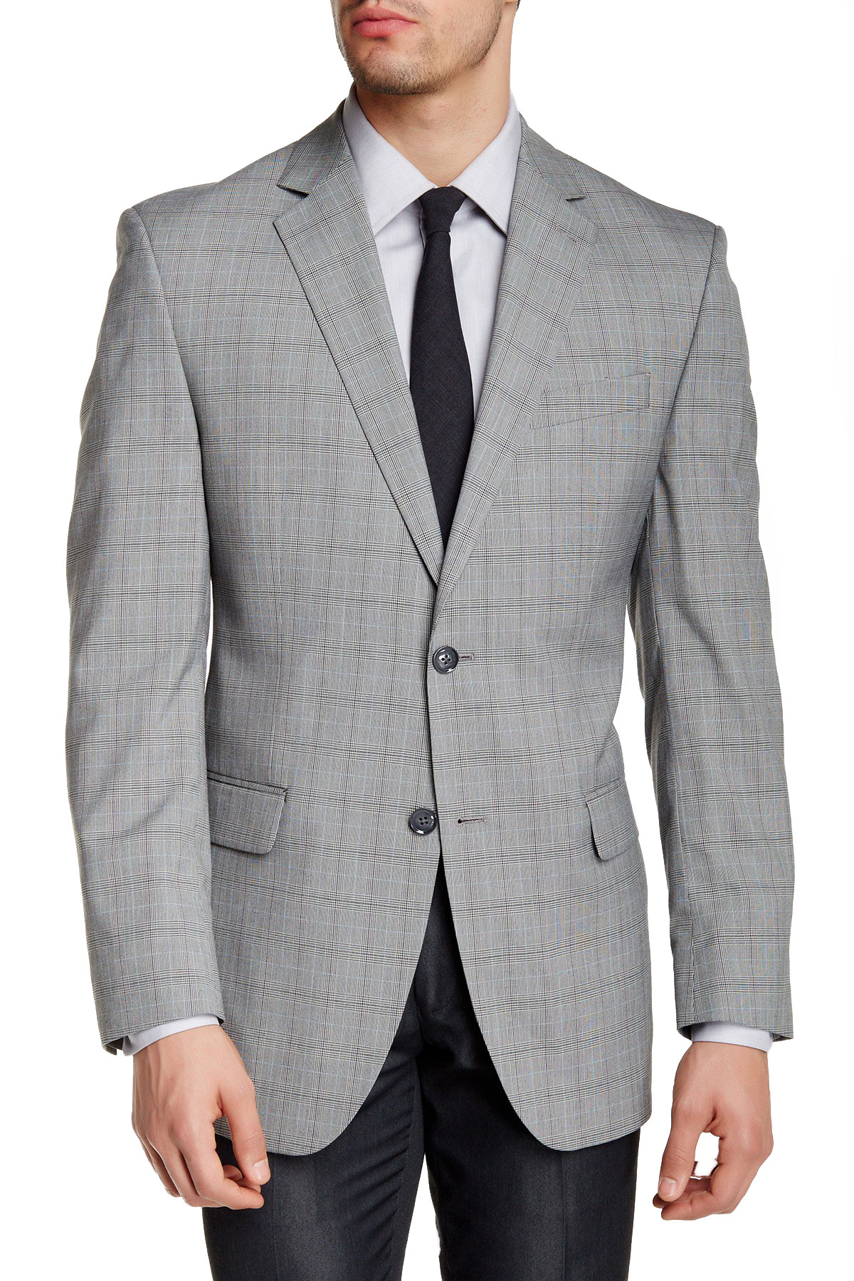Perry Ellis Men's Grey Plaid Modern Fit Two-Button Suit Jacket $260 NEW ...