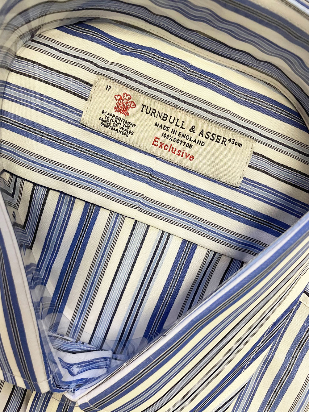 Turnbull & Asser Navy/White Poplin Stripe Classic Fit Button-up Shirt ...